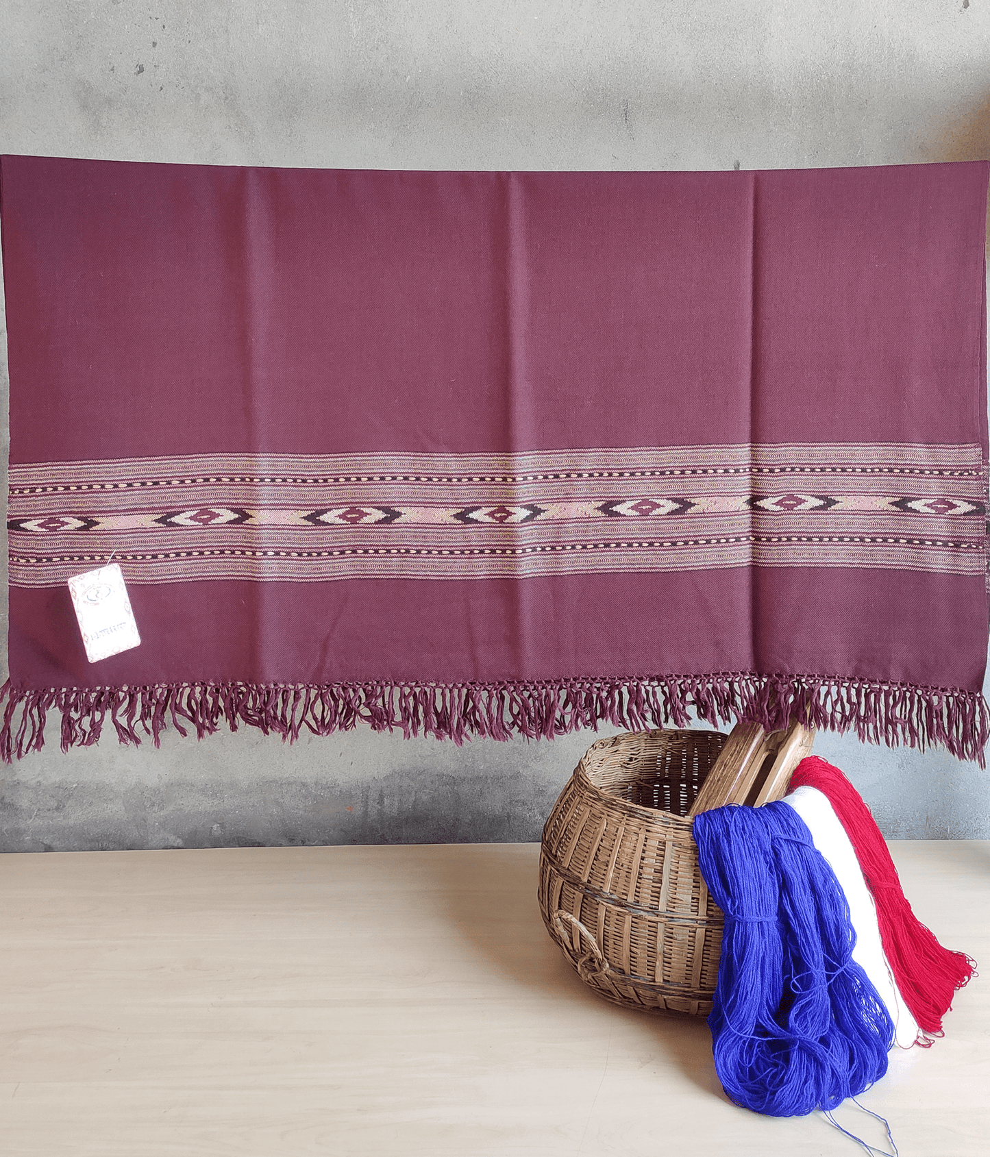 Hand Woven Pure Merino Wool Kullu Shawl (396) Coffee
