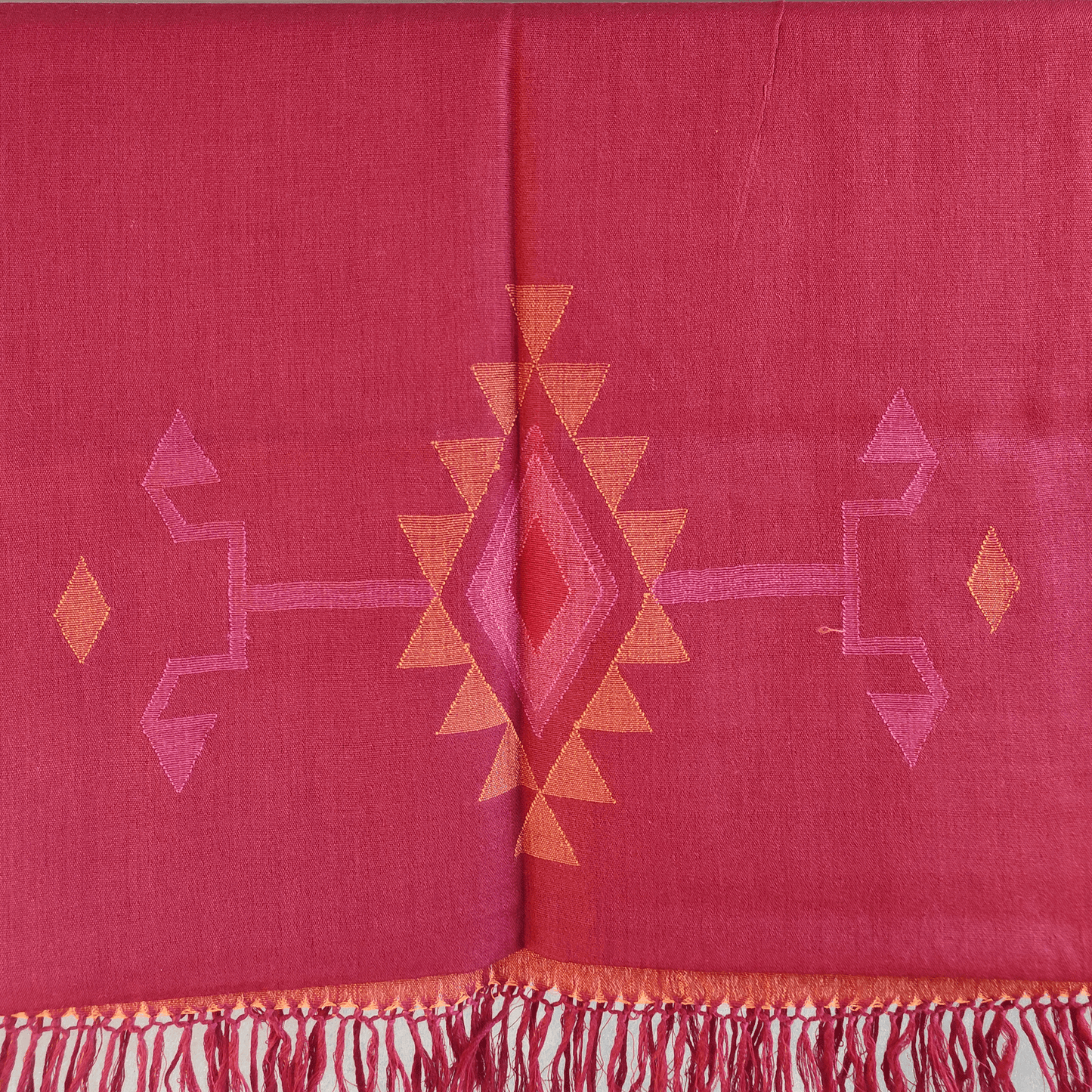 Hand Woven Pure Merino Wool Kullu Stole- (GULABI 009) Marron