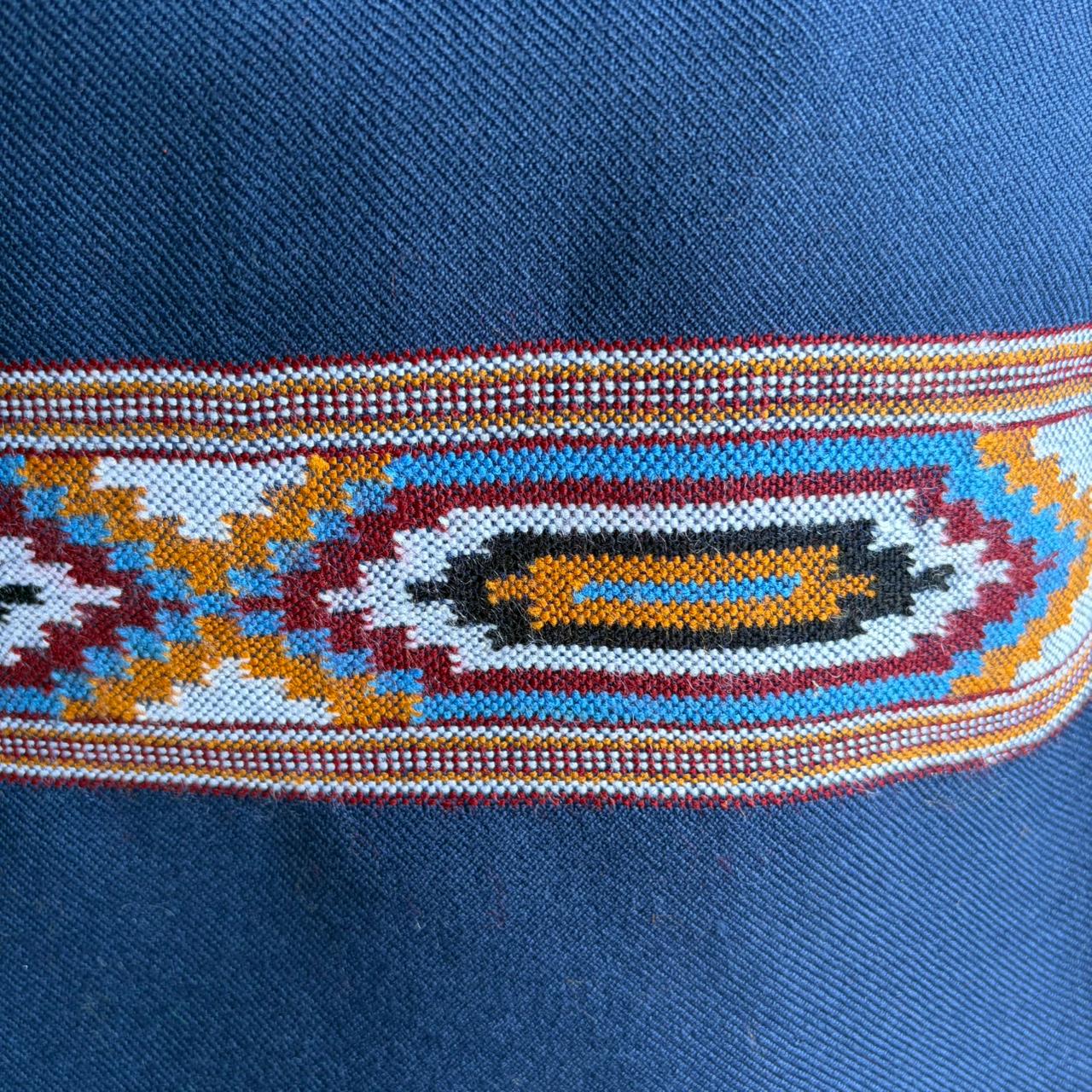 Hand Woven Polywool Kullu Stole Navy Blue