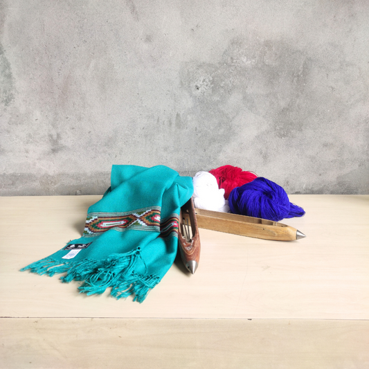 Women's Hand Woven Pollywool Kullu Stole (Peacock)