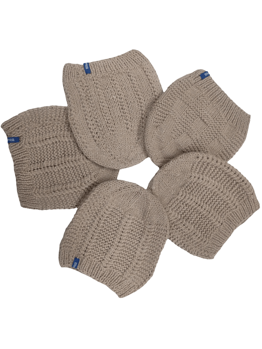 Angora and Wool Blend Beige Beanie Cap – Handknitted for Warmth and Comfort - Bhuttico Shawls