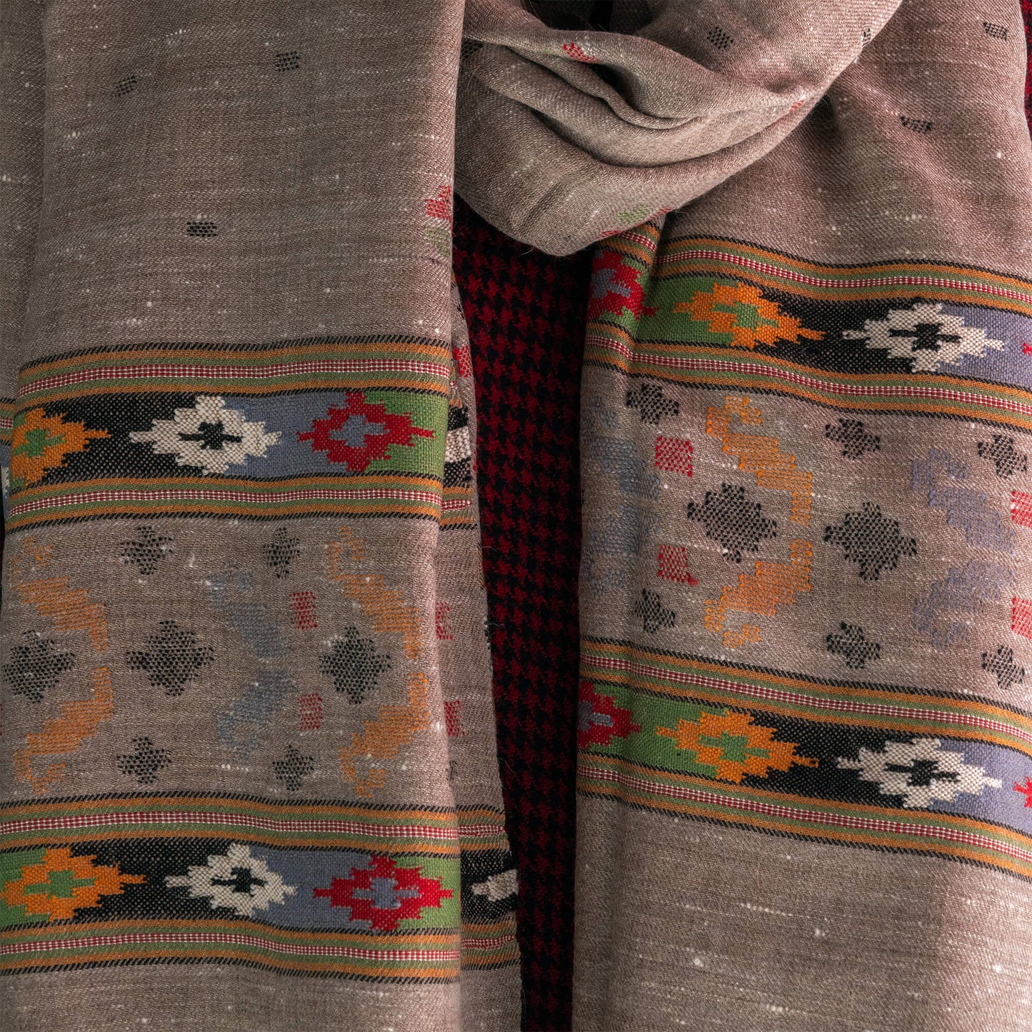 Traditional Kullu Patti + Booti Angora shawl