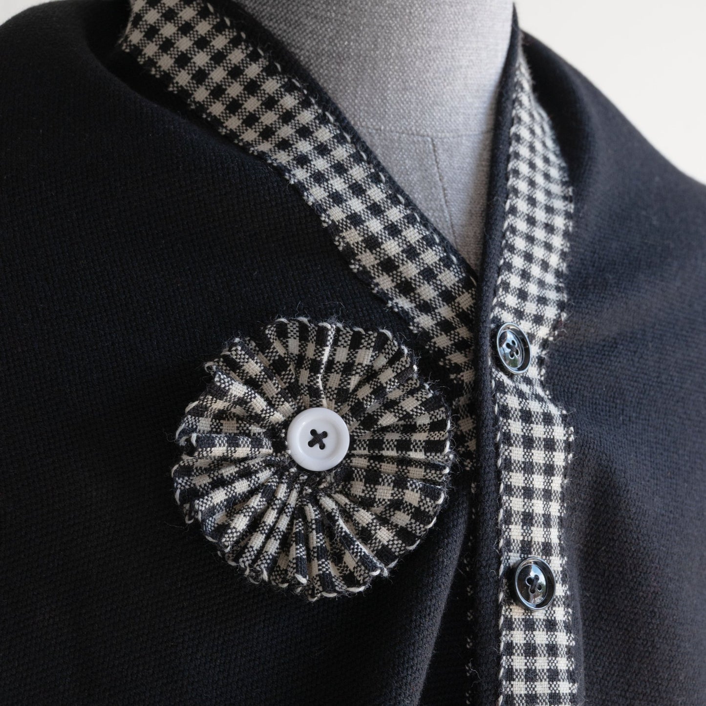 Black Woolen Cape for Women with Check Border - Bhuttico Shawls