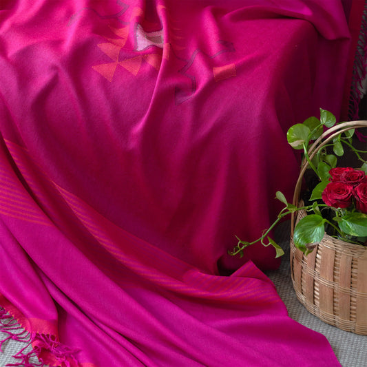 Gulabi Merino Wool Shawl – Inspired by Himalayan Dawn - Bhuttico Shawls