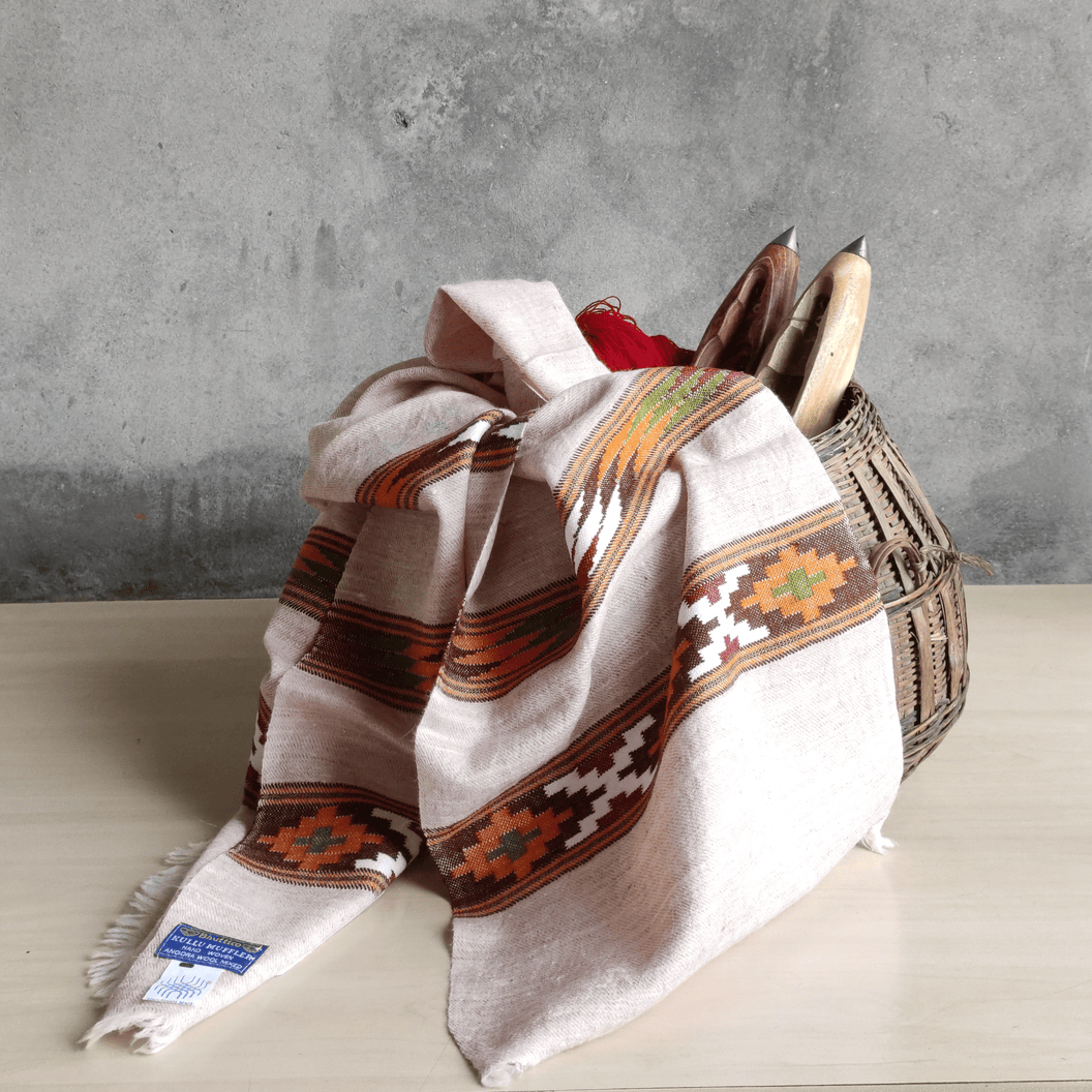 Hand Woven Muffler Angora + Wool - Bhuttico Shawls