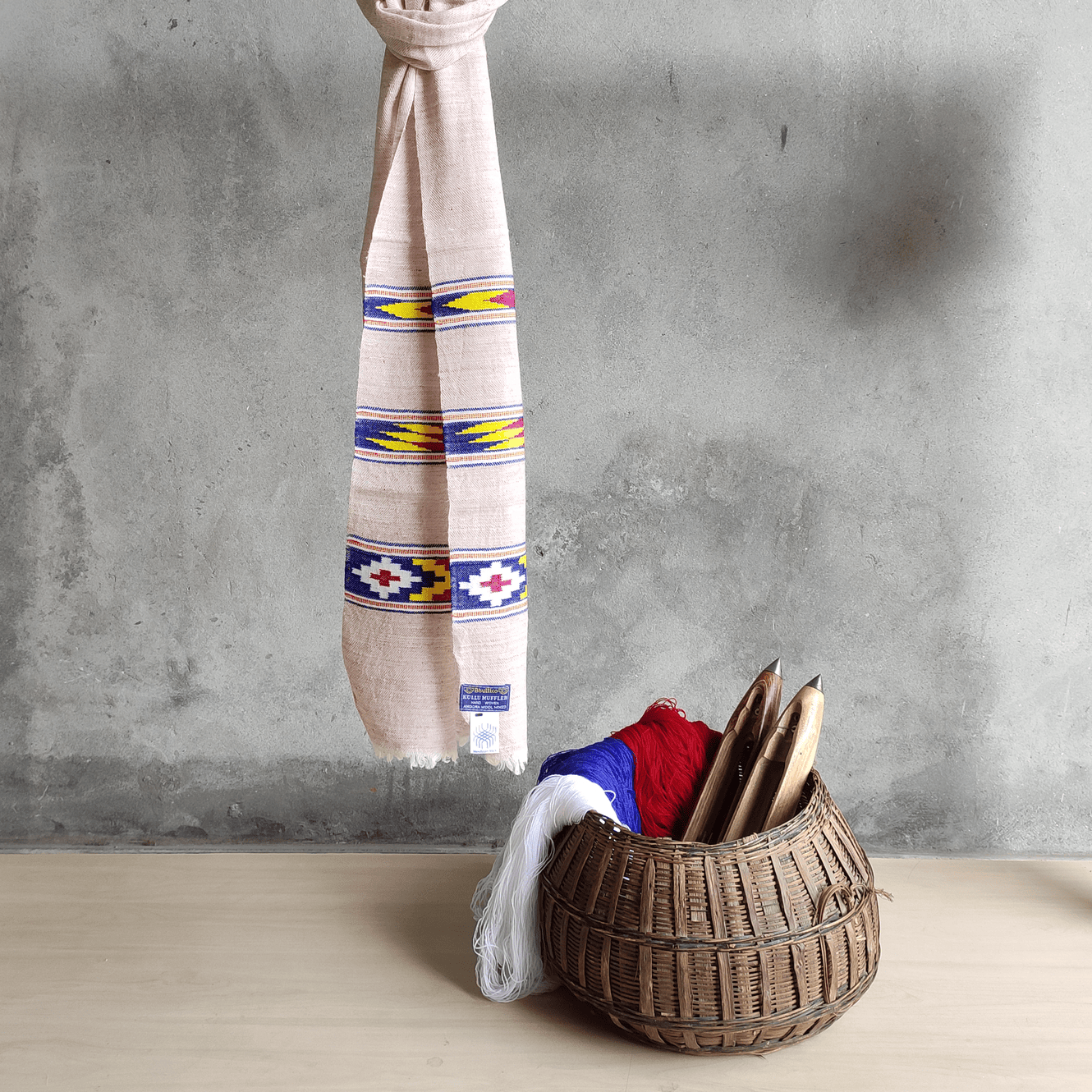 Hand Woven Muffler Angora+Wool - Bhuttico Shawls