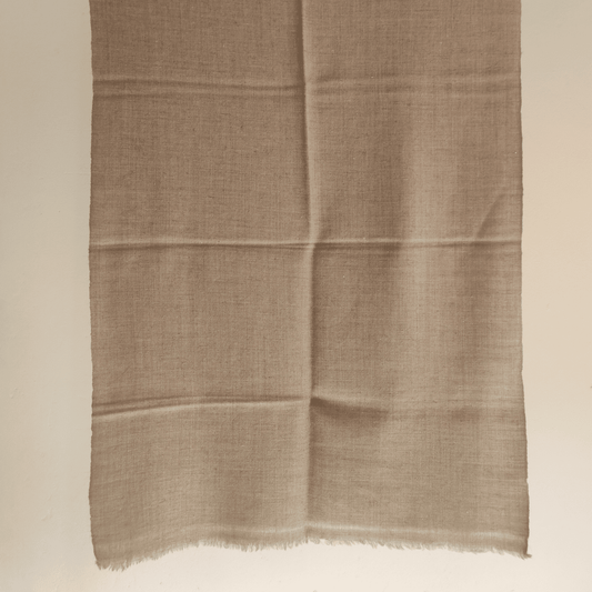 Hand Woven Pashmina + Merino Wool Kullu Stole - Beige - Bhuttico Shawls