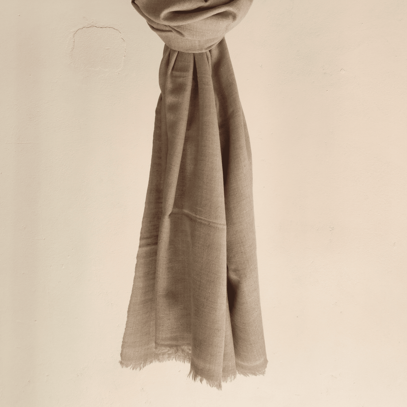 Hand Woven Pashmina + Merino Wool Kullu Stole - Beige - Bhuttico Shawls