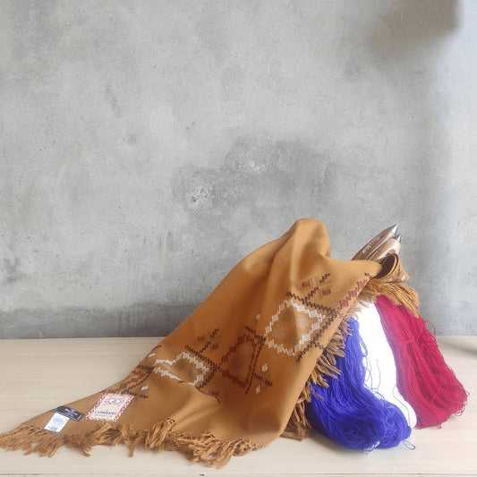 Hand Woven Polywool Kullu Shawl - (181) Mustard - Bhuttico Shawls