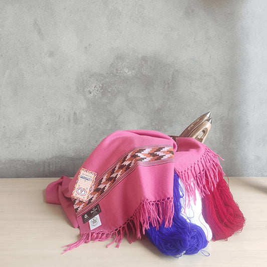 Hand Woven Polywool Kullu Shawl - (366) Carrot Red - Bhuttico Shawls