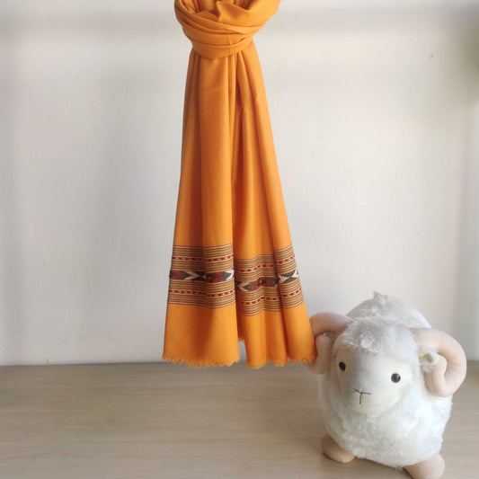 Hand Woven Pure Merino Wool Kullu Shawl Mustard - Bhuttico Shawls