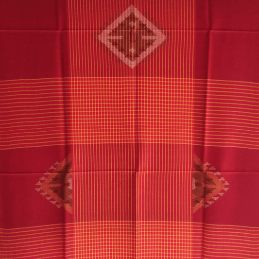 Hand Woven Pure Merino Wool Kullu Shawl - Red and Orange - Bhuttico Shawls