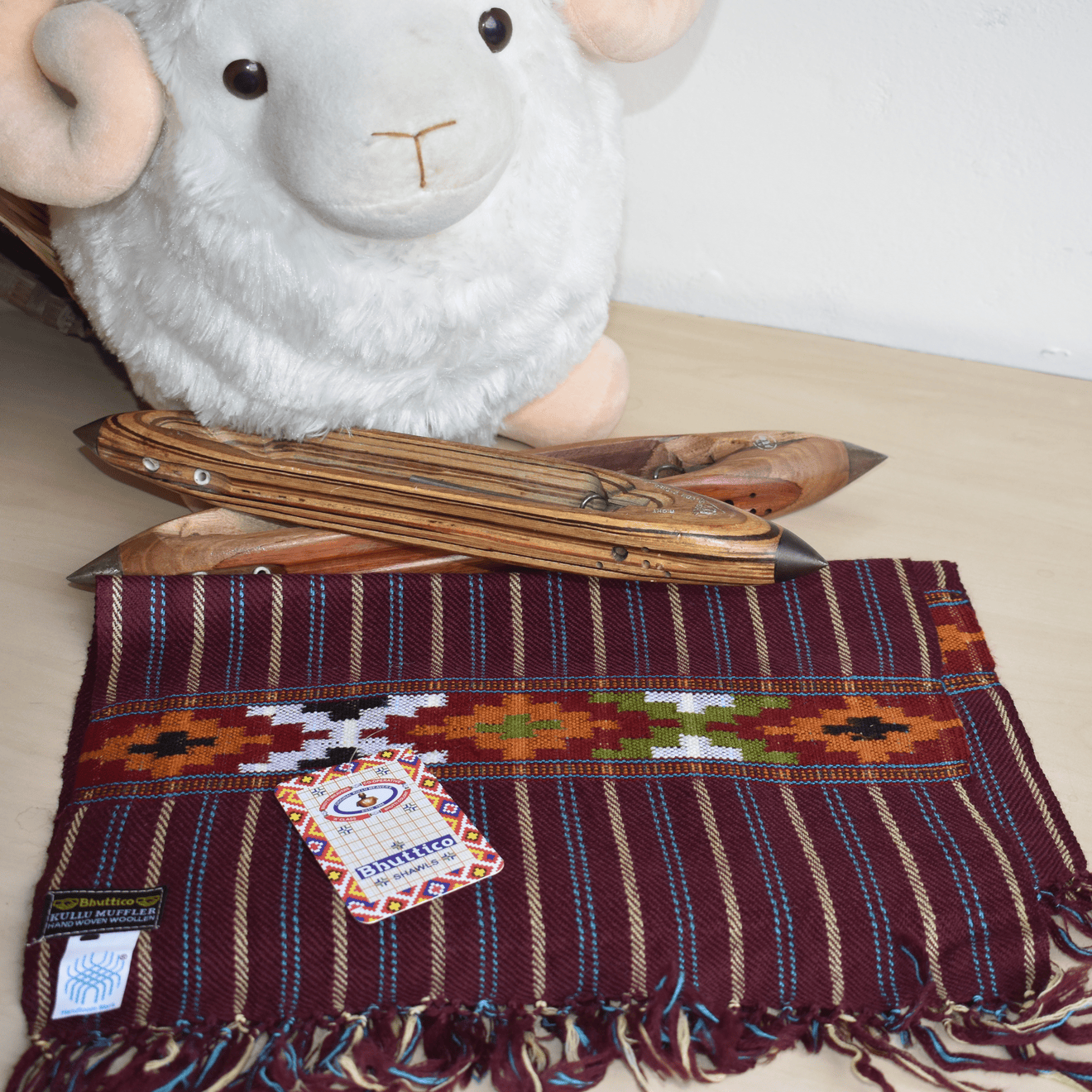 Hand Woven Pure Merino Wool Muffler - Bhuttico Shawls