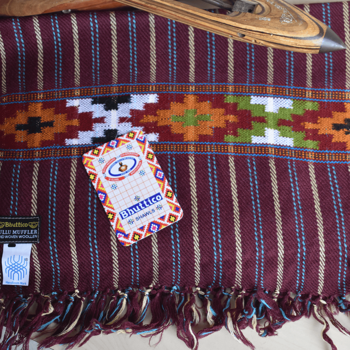 Hand Woven Pure Merino Wool Muffler - Bhuttico Shawls