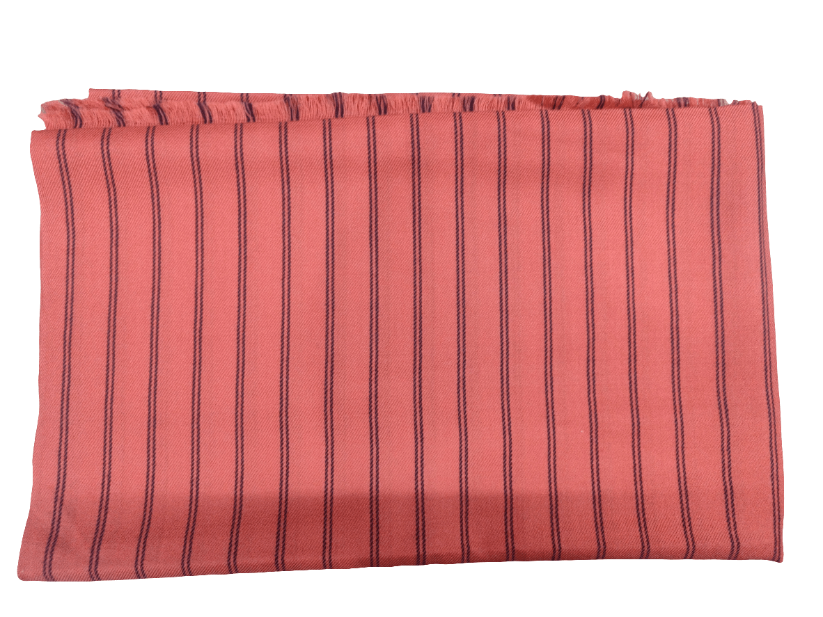 Hand Woven Pure Merino Wool Suit + Stole (Black + Orange) - Bhuttico Shawls