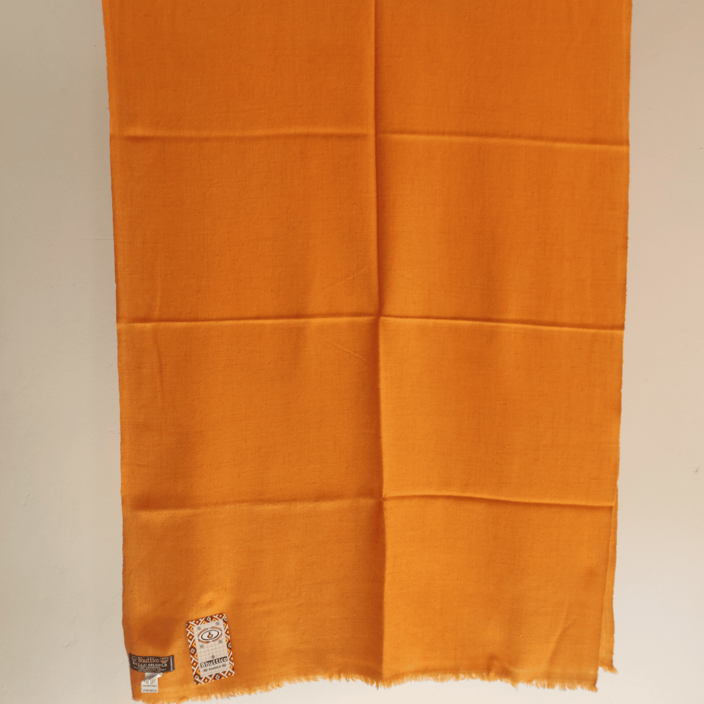Hand Woven Pure Pashmina Kullu Stole (Mustard) - Bhuttico Shawls