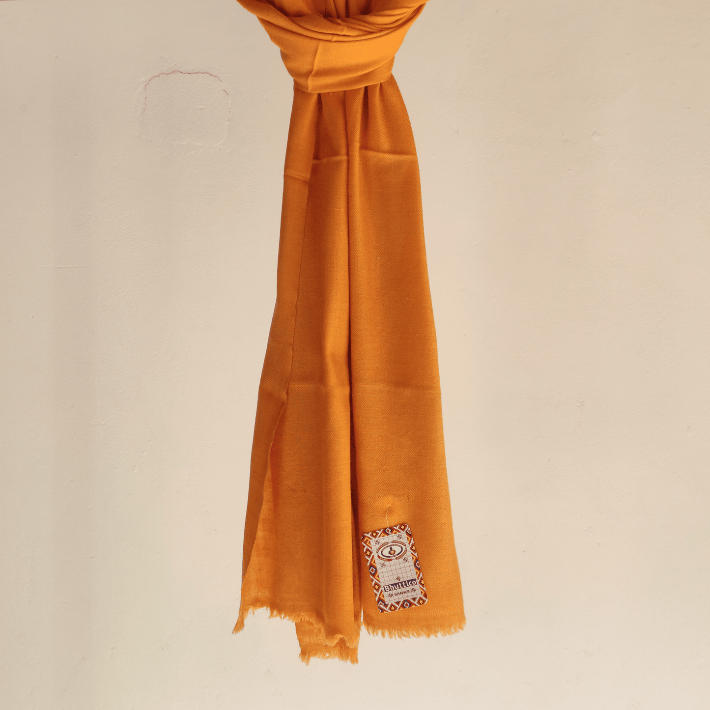 Hand Woven Pure Pashmina Kullu Stole (Mustard) - Bhuttico Shawls