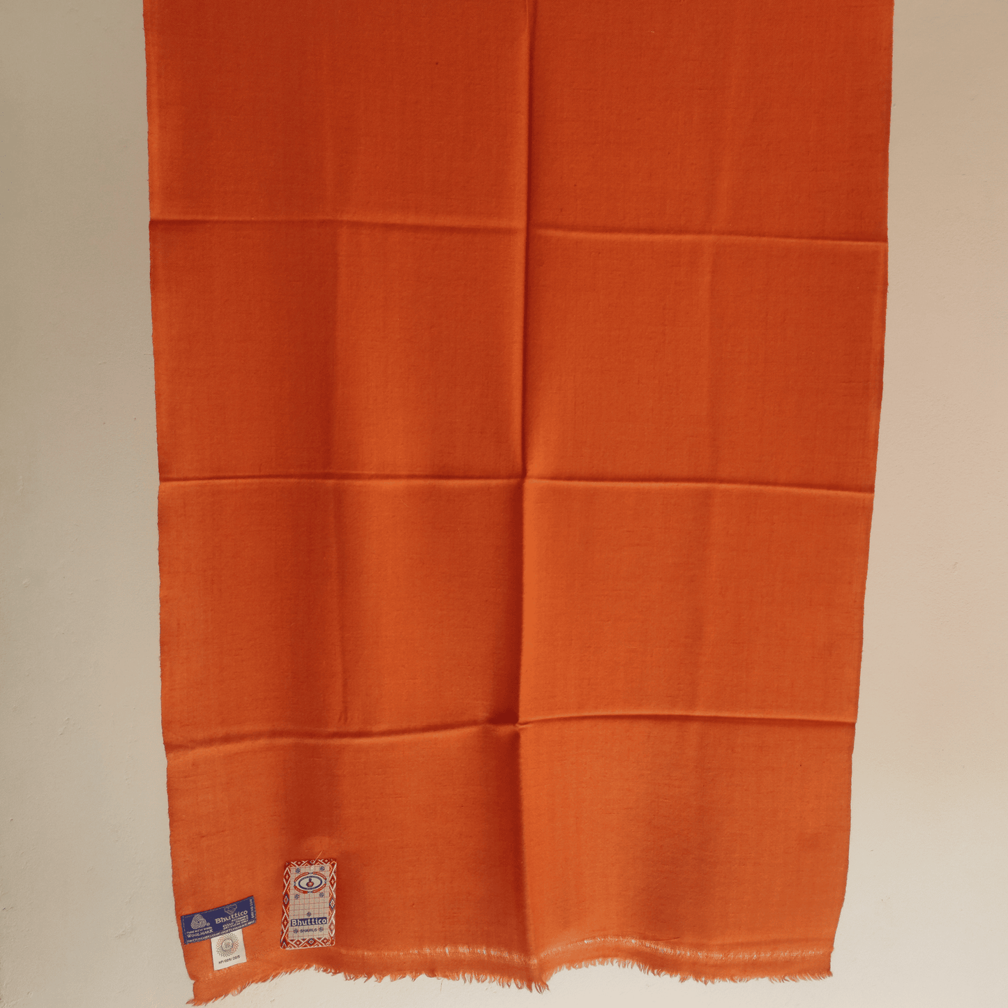 Hand Woven Pure Pashmina Kullu Stole (Orange) - Bhuttico Shawls