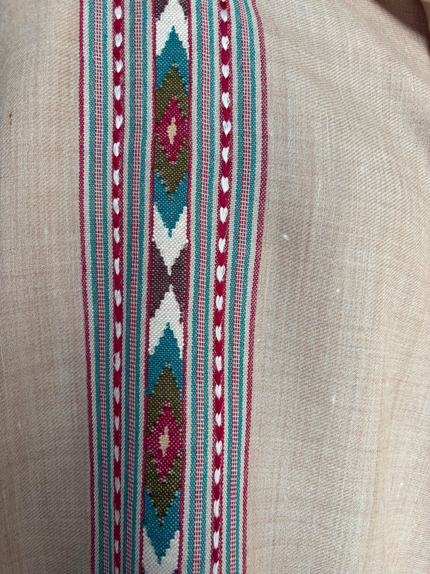 Handwoven Angora and Wool Blend Shawl (Beige)