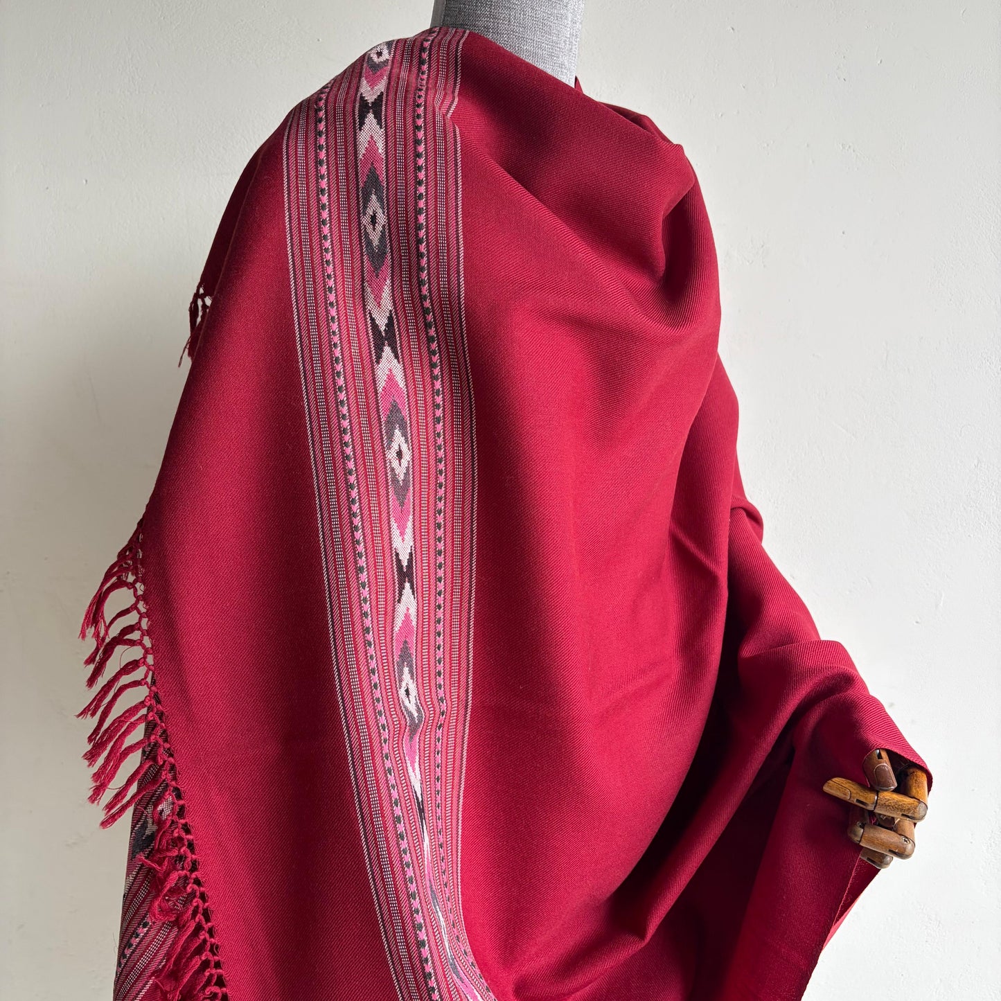 Handloom Pure Merino Wool Shawl (Maroon)
