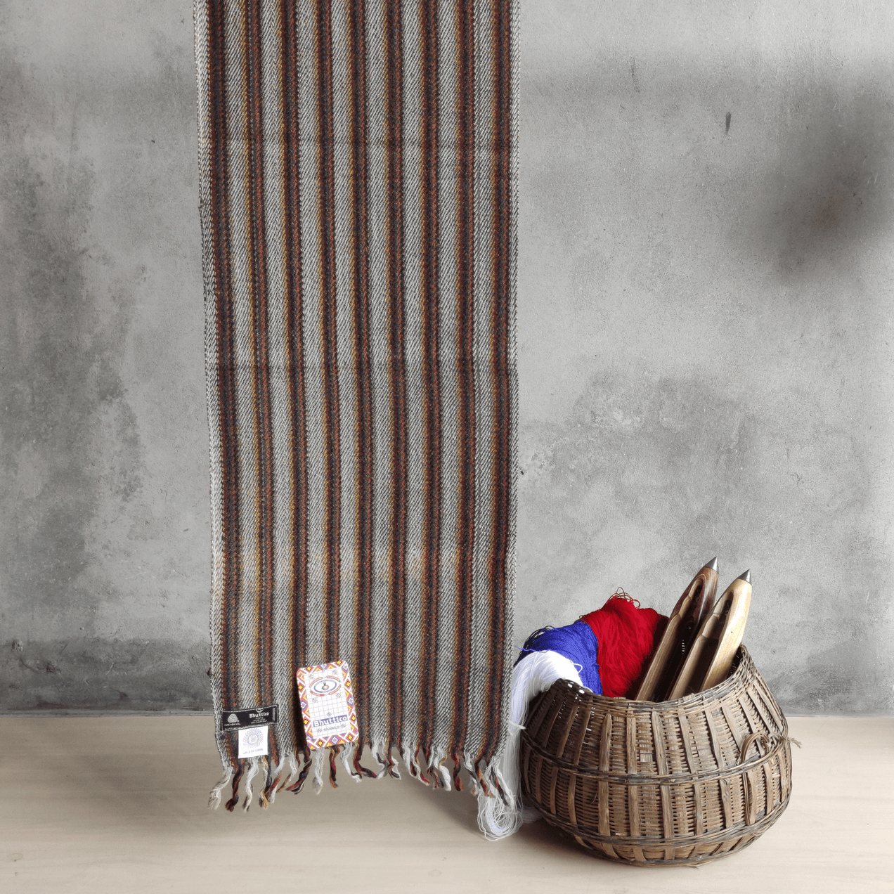 Hand Woven Pure Merino Wool Muffler Stripes