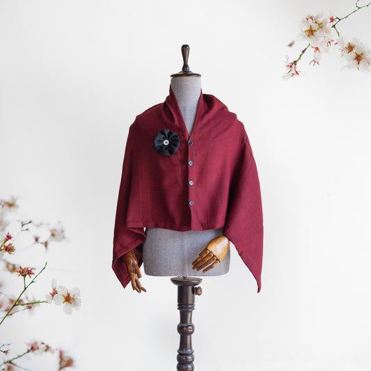 Plain Maroon Woolen Cape for Women - Bhuttico Shawls