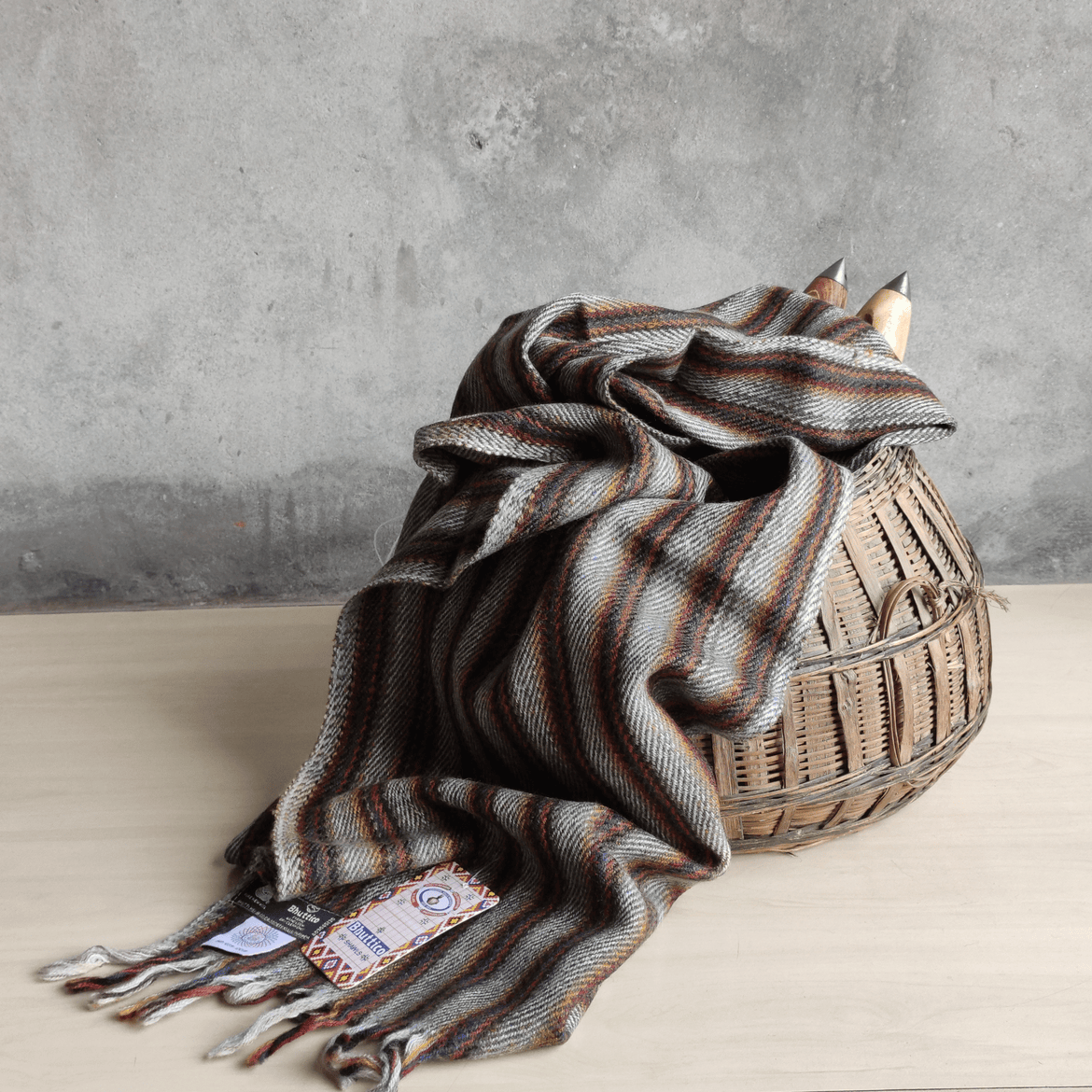 Hand Woven Pure Merino Wool Muffler Stripes