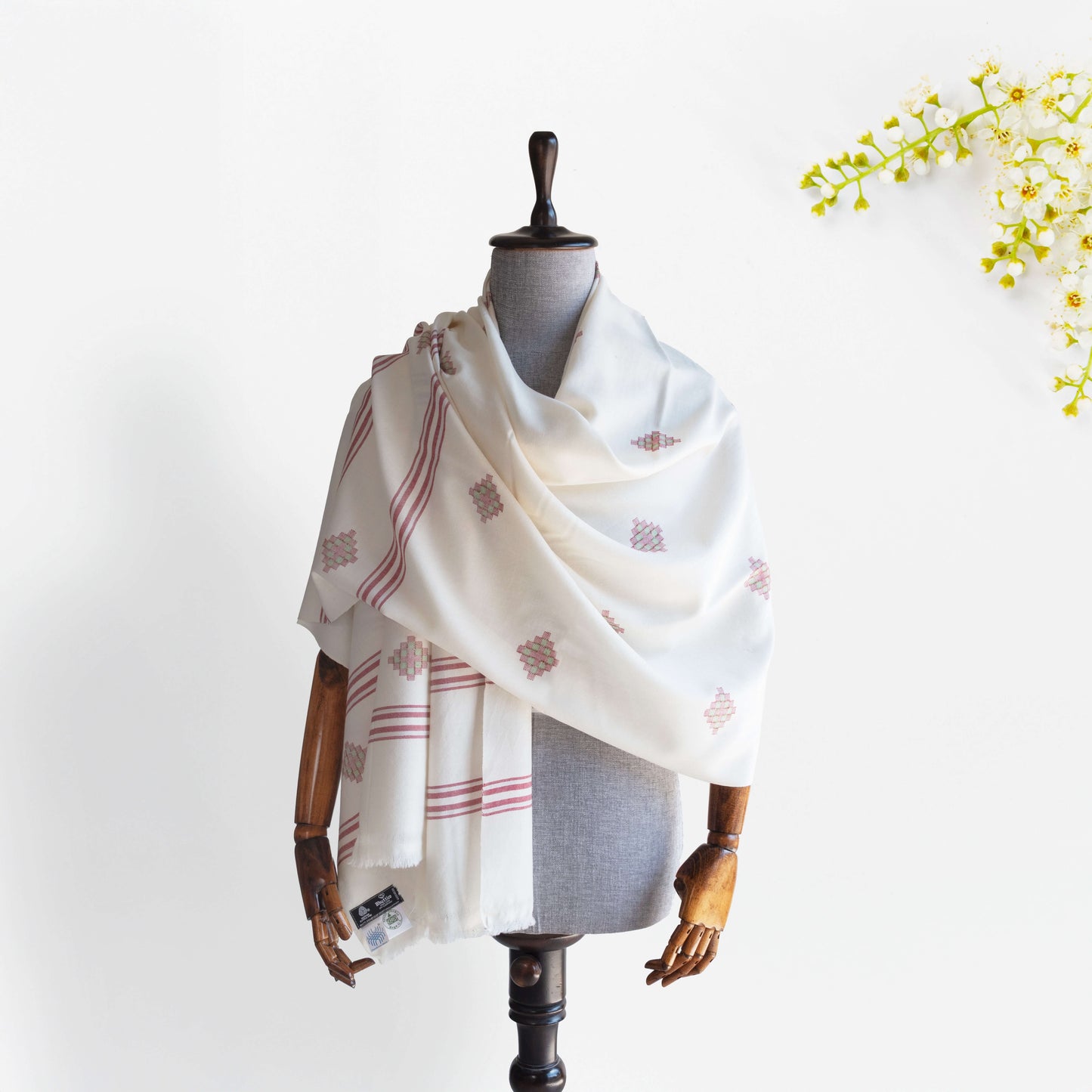 Women Merino Wool Shawl- Cream