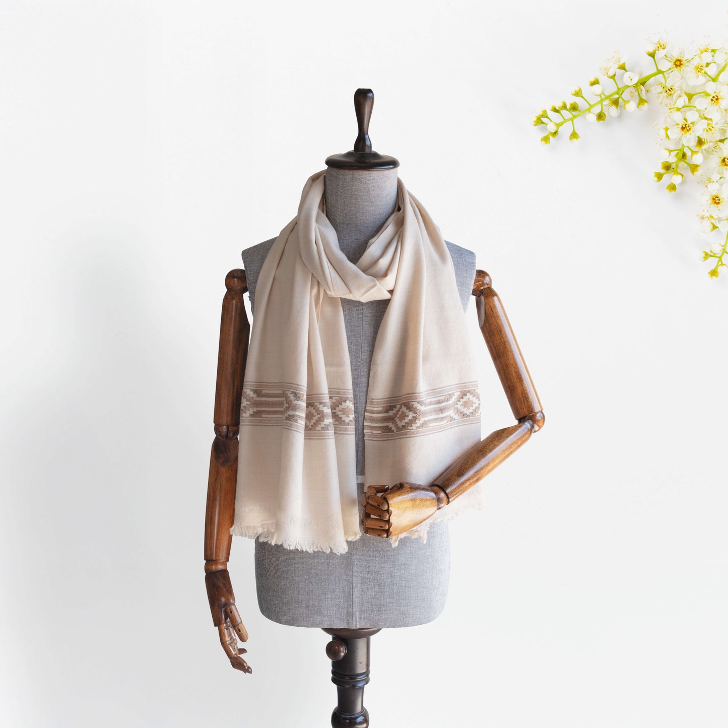 Women Pure Pashmina Wool Stole- Beige