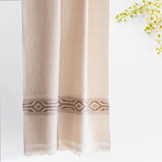 Women Pure Pashmina Wool Stole- Beige