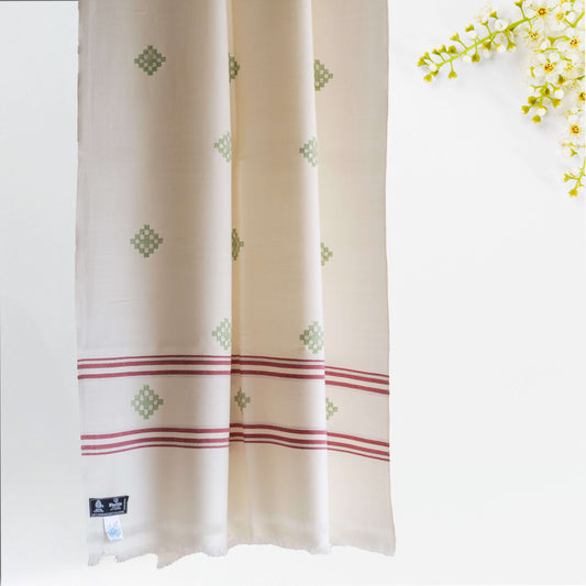 Women Merino Wool Stole- Cream