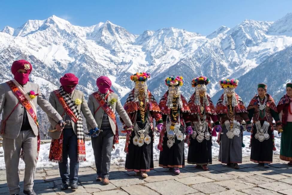 Kinnauri people celebrating Raulane festival