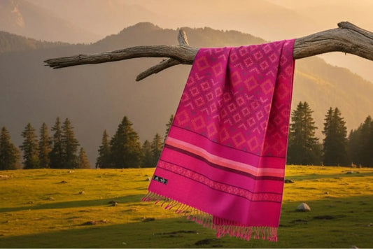 women woolen stole hanging on a tree branch