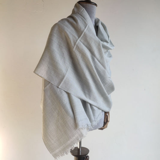 Hand Woven Pure Merino Wool Kullu Shawl for Men- Steel Grey (Loi)
