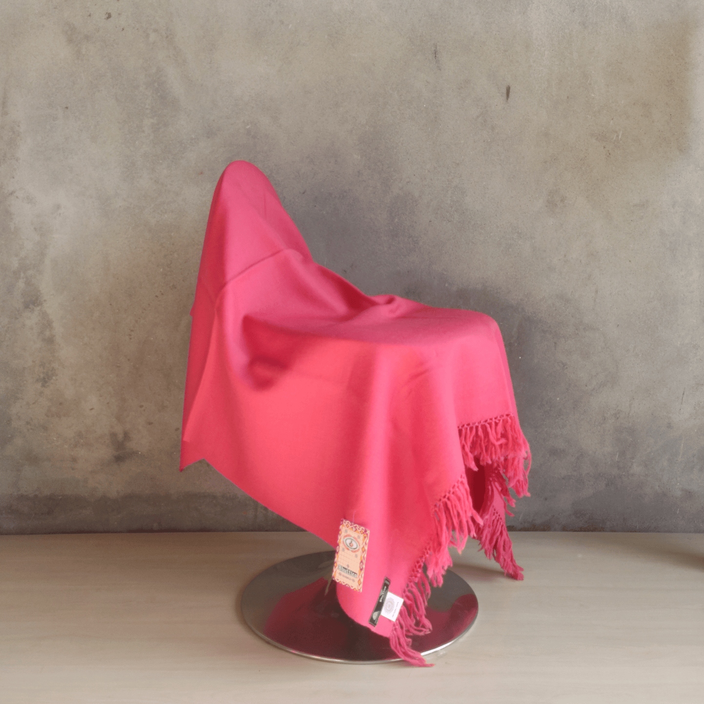 Hand Woven Pure Merino Wool Kullu Shawl- pink