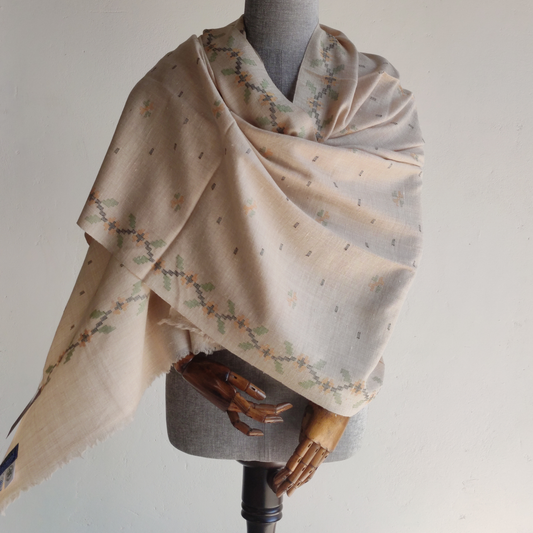 Handwoven Angora+Wool Shawl Fawn