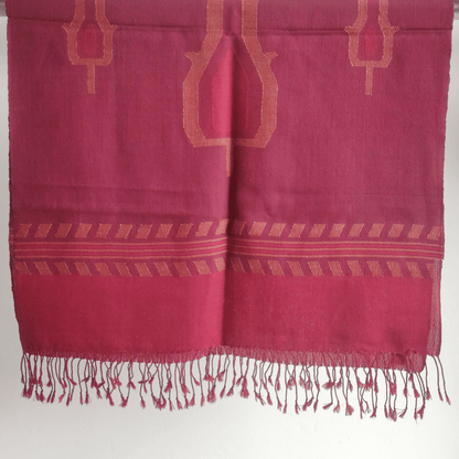 Hand Woven Pure Merino Wool Kullu Stole- maroon