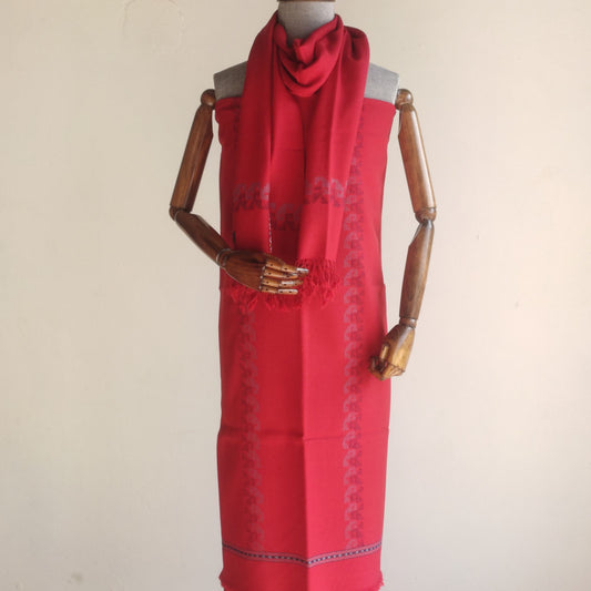 Handloom Women's Woolen Suit with Stole (RED)