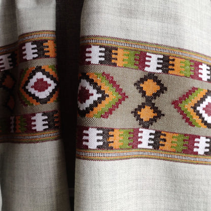 Hand Woven Pure Merino Wool Kullu Stole Grey