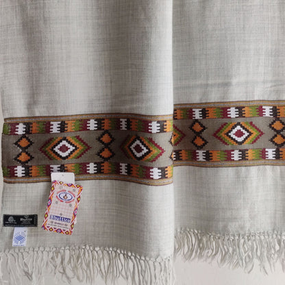 Hand Woven Pure Merino Wool Kullu Stole Grey