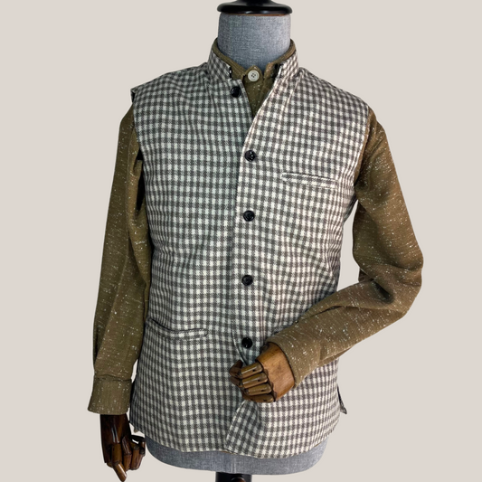 Men's Grey & White Woolen Nehru Jacket