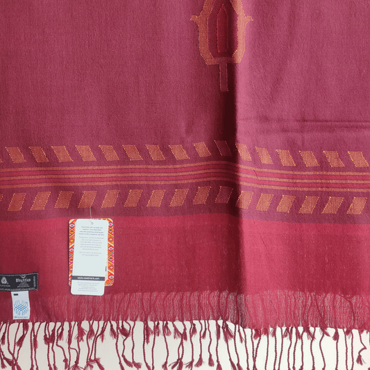 Hand Woven Pure Merino Wool Kullu Stole- maroon