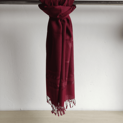 Hand Woven Pure Merino Wool Kullu Stole- maroon