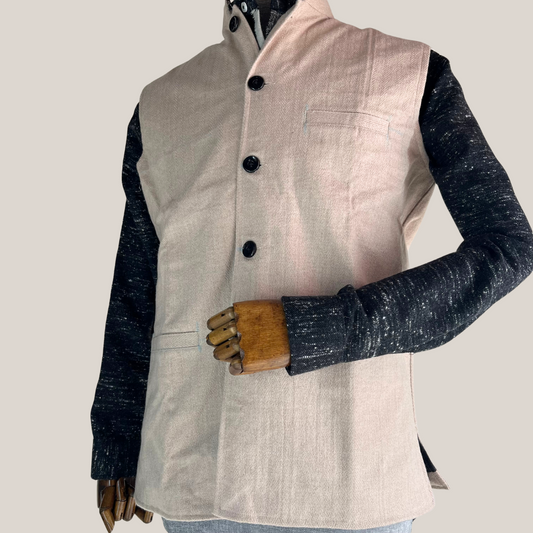 Men's Fawn Woolen Nehru Jacket