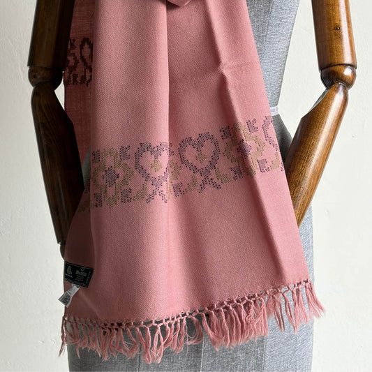 Handwoven Pure Merino Heart Stole- Dusty Pink