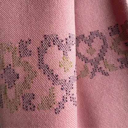 Handwoven Pure Merino Heart Stole- Dusty Pink