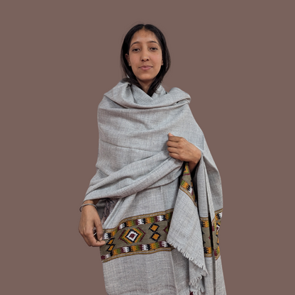 Pure Angora Wool Shawl - Grey