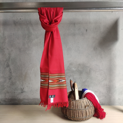 Women's Hand Woven Pollywool Kullu Stole (Red)