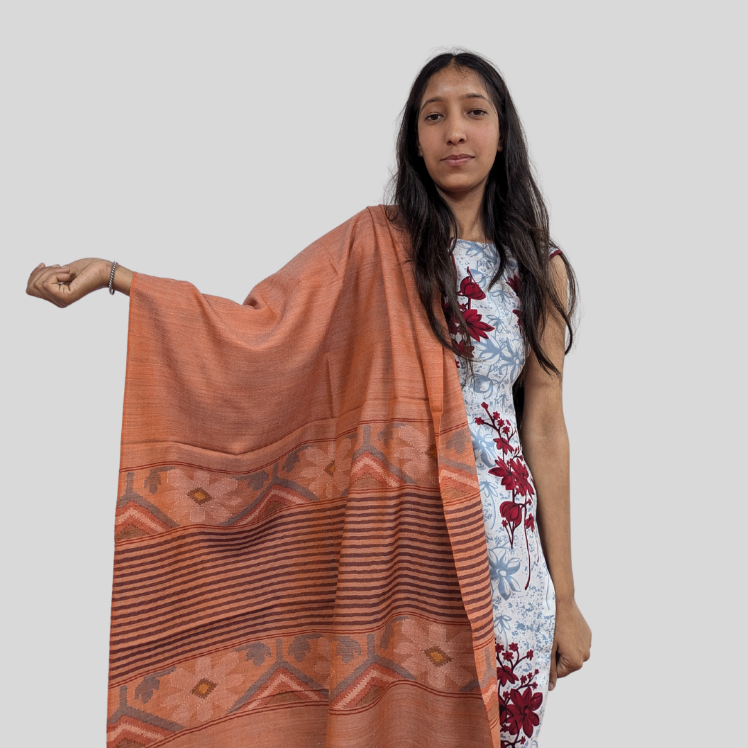 Hand Woven Pure Merino Wool Kullu Stole (228)