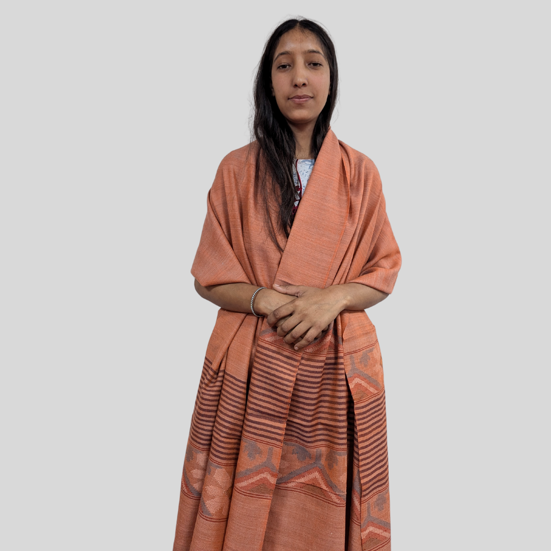 Hand Woven Pure Merino Wool Kullu Stole (228)